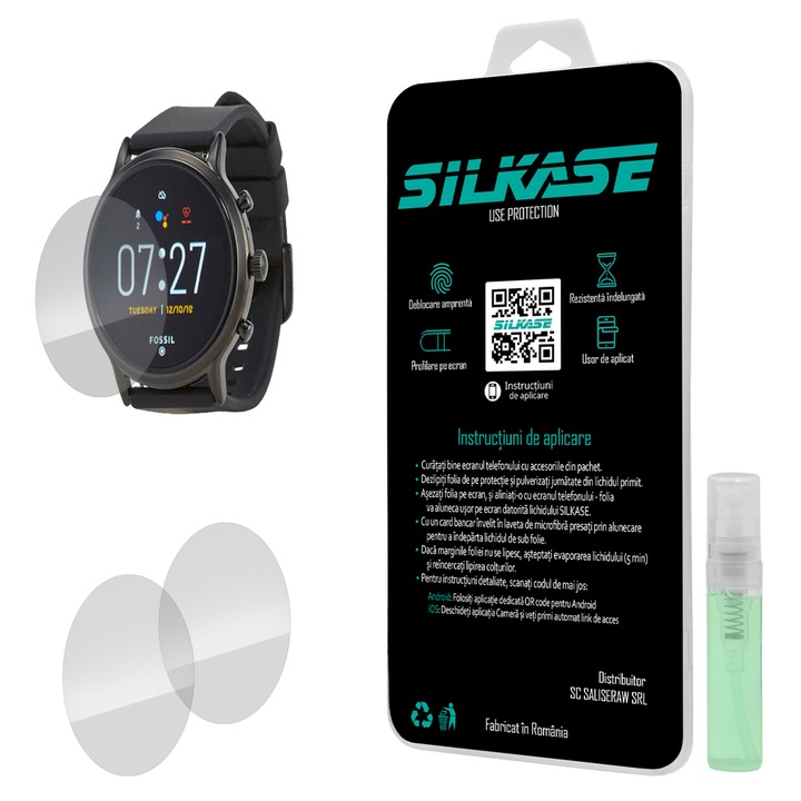 3 db szilikon SILKASE regenerálódó fólia Fossil The Carlyle HR, Full-display