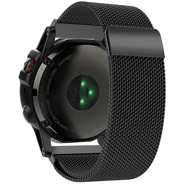 Curea iUni compatibila cu Garmin Fenix 5X, 26 mm, Milanese Loop Belt, Black