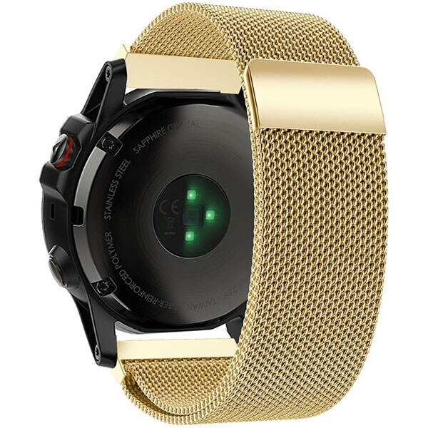 Curea iUni compatibila cu Garmin Fenix 5X, 26 mm, Milanese Loop Belt, Gold