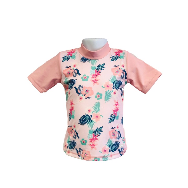Tricou Inot Plaja-Piscina UPF50+ Fetite, Banz, Floral Pink, 18 luni, 84 cm