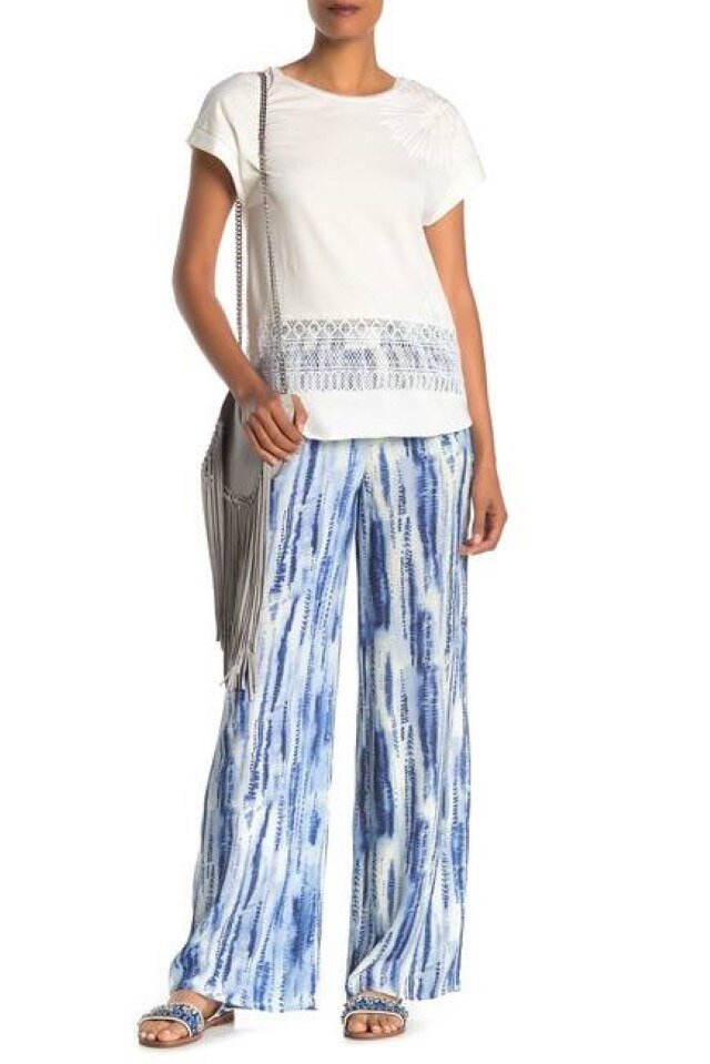 Pantaloni Desigual 73P2WH1, Alb/Albastru, 34