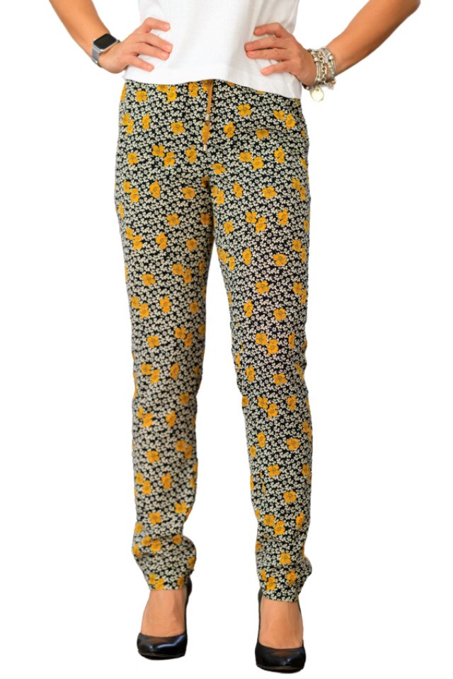 Pantaloni dama casual, Giorgal, Tetra, imprimeu floral