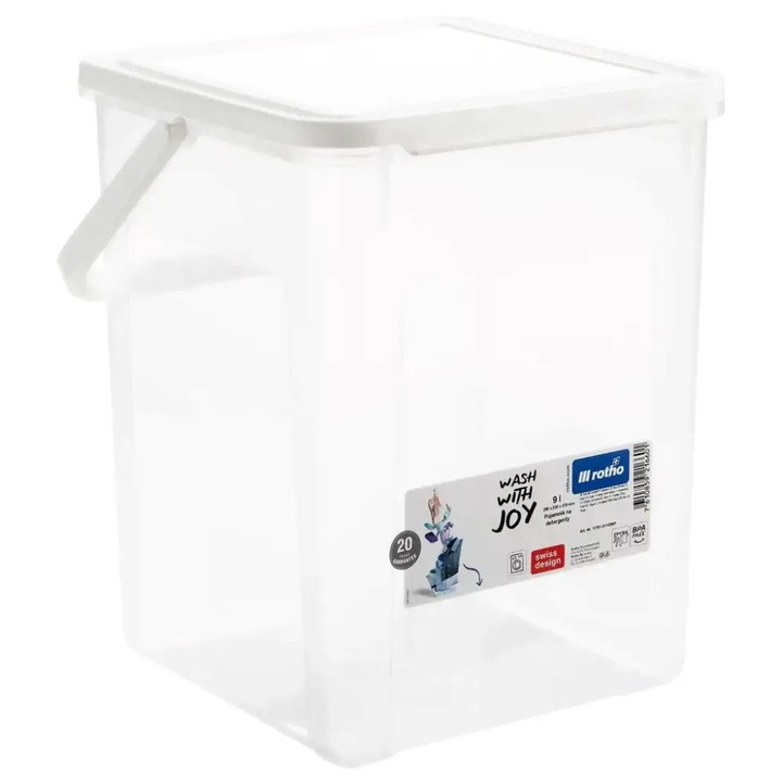 Container detergent Rotho Basic, 9l, 5 kg, Transparent
