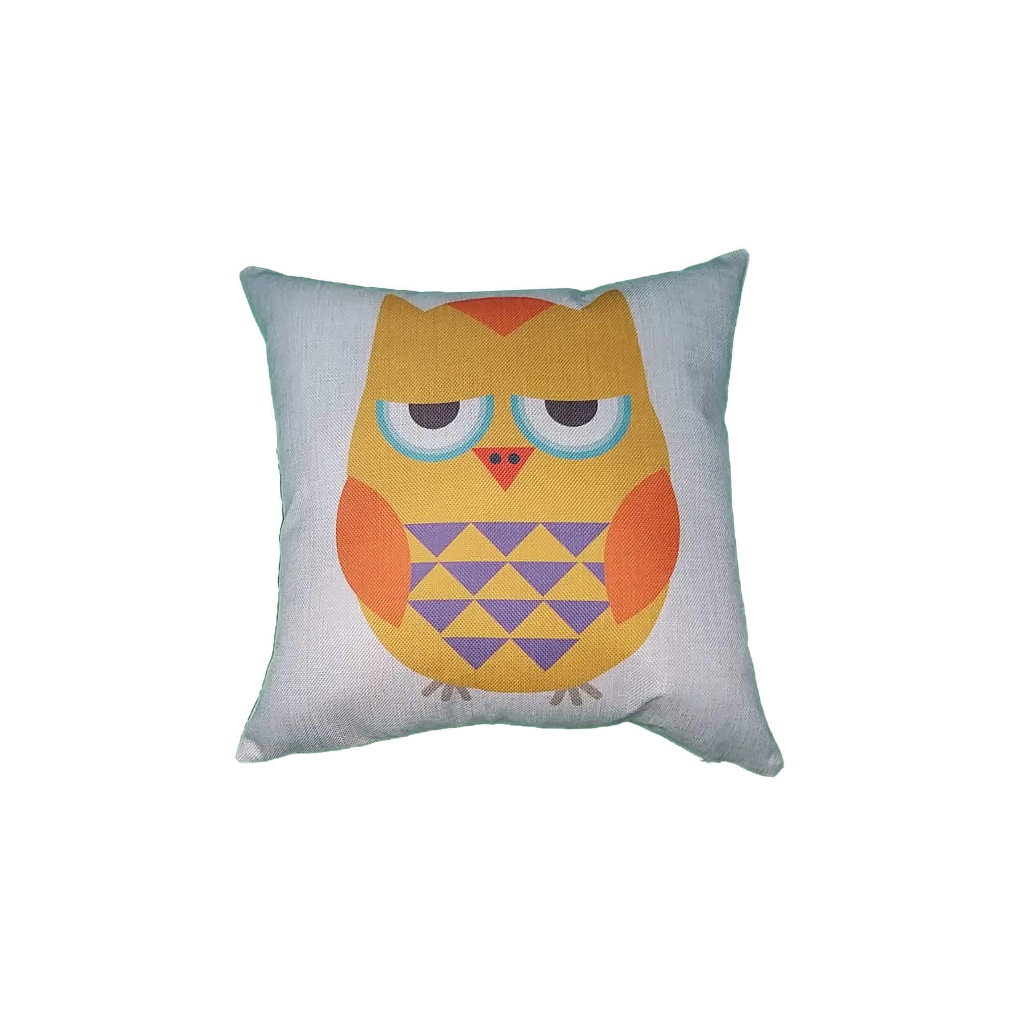 Perna decorativa bufnita colorata 43 x 43 cm, Nichita Impex, galben