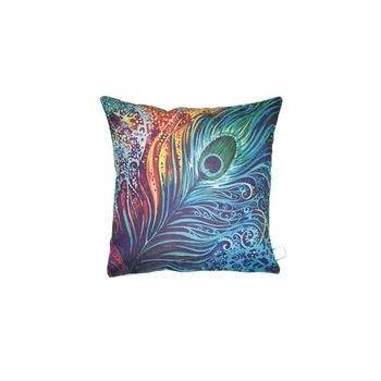 Perna decorativa artistica 43 x 43 cm, Nichita Impex, paun Perna decorativa artistica 43 x 43 cm, Nichita Impex, paun