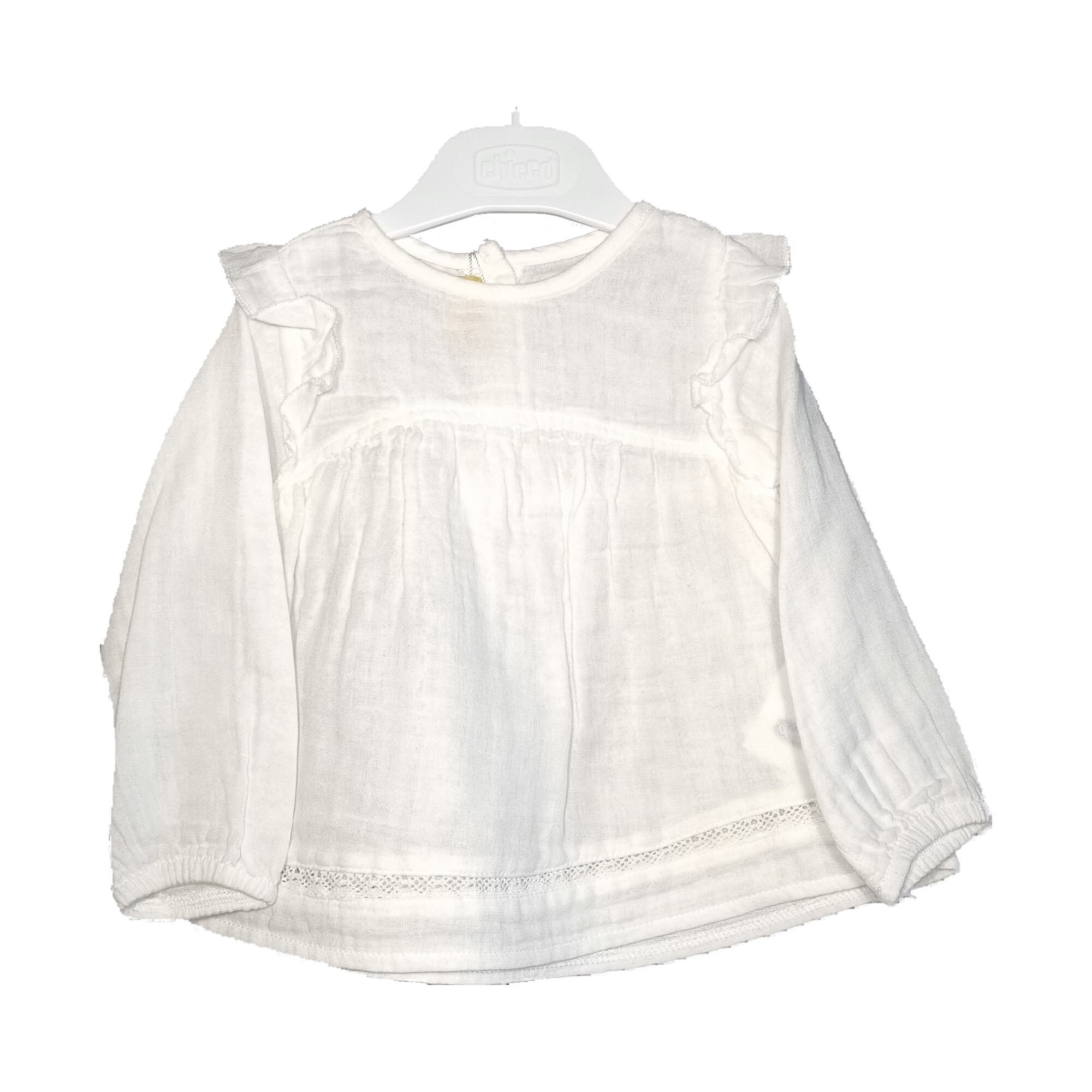 Bluza maneca lunga, alb, Chicco, 80cm 15 luni