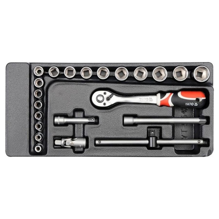 Yato fiókbetét dugókulcs készlet 22 részes 3/8" 6-22 mm