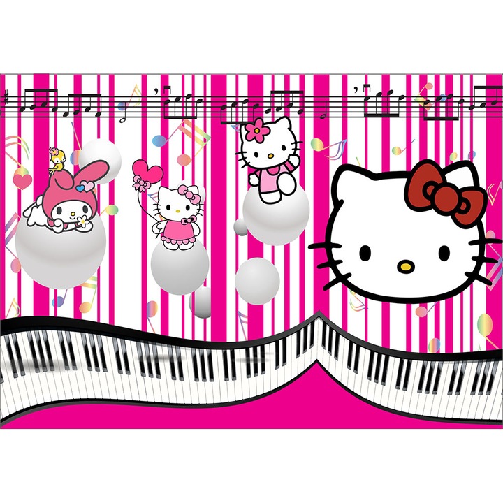 Fototapet copii Hello Kitty Muzical, premium, multicolor, 250 x 400 cm