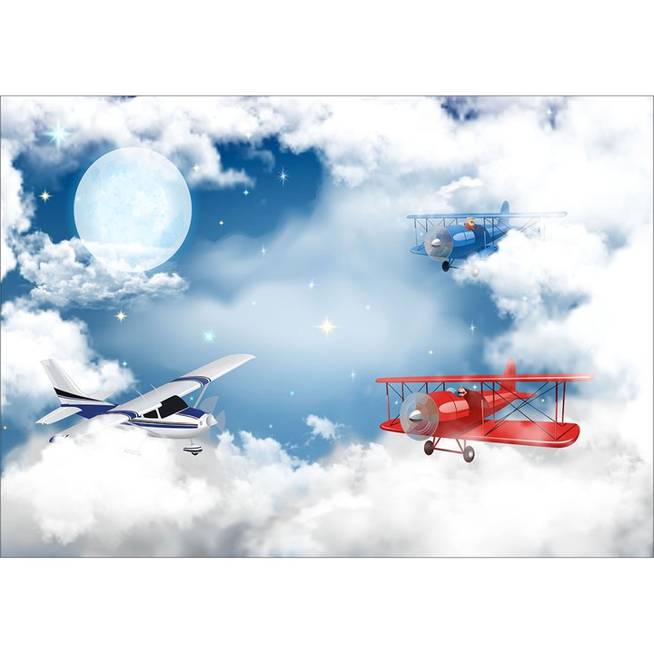 Fototapet copii Avioane pe cer, premium, multicolor, 250 x 400 cm