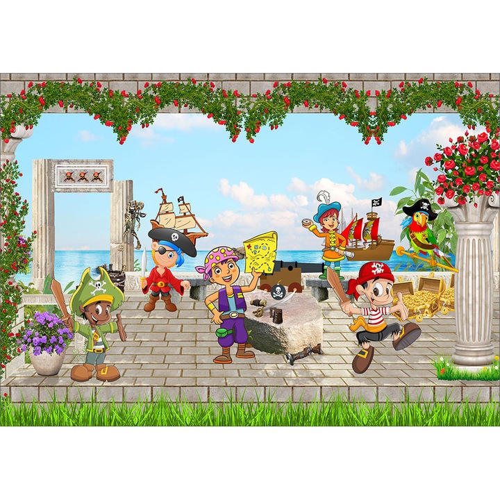 Tablou canvas copii, Refugiul Piratilor, multicolor, 70X100 cm