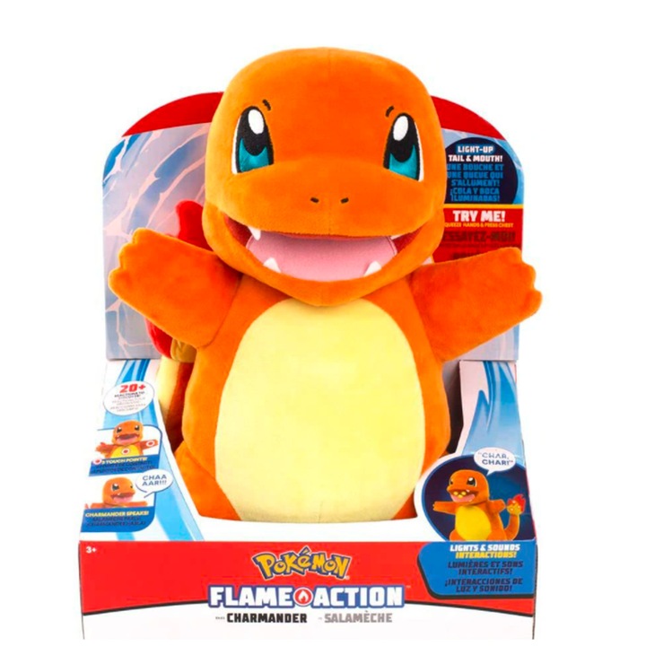 Плюшена играчка Pokemon Charmander, Кафяв/Жълт, 23 см