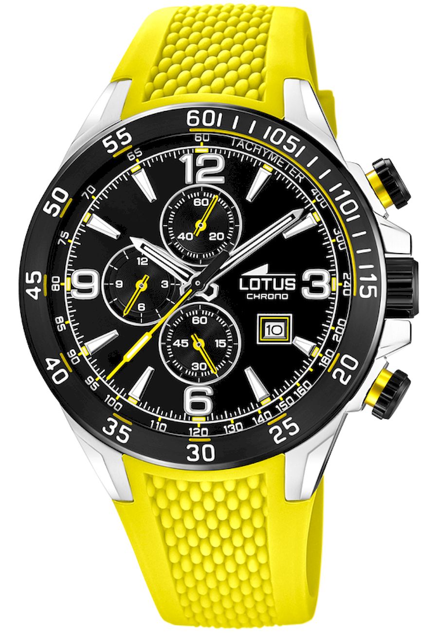 Ceas analogic, Lotus, 18673/5, Cronograf, Galben/Negru