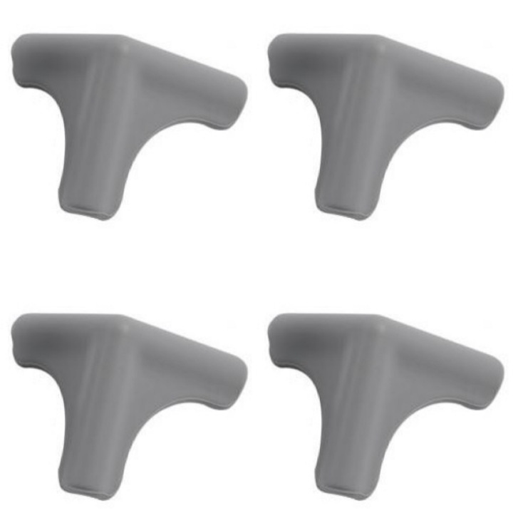 Set 4 protectii, Empria, in trei laturi pentru colturi, 4.5x1.4x0.3 cm, silicon, Gri
