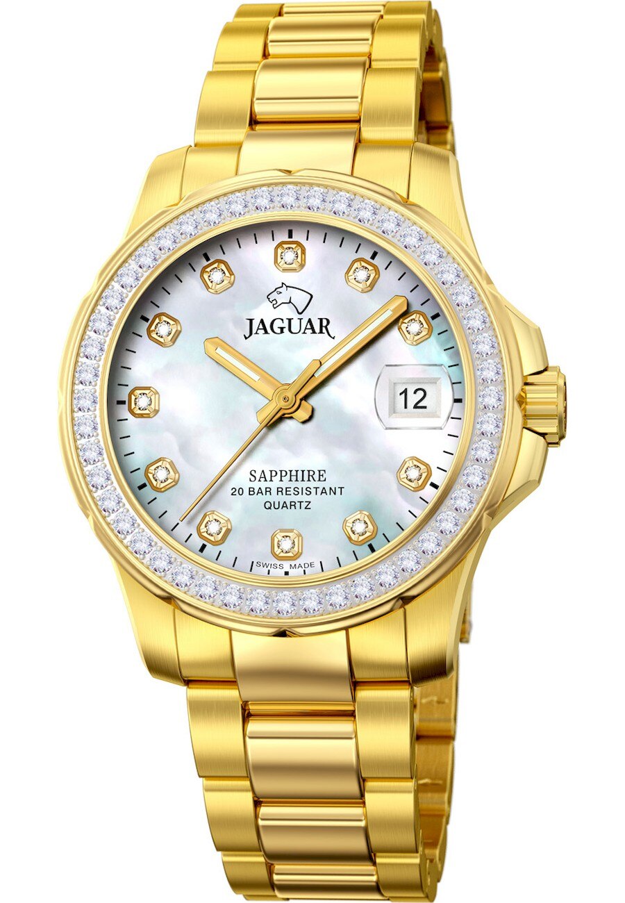 Ceas dama, Jaguar, J895/1, Analogic, Carcasa din otel inoxidabil, 25 mm, 20 ATM, Auriu