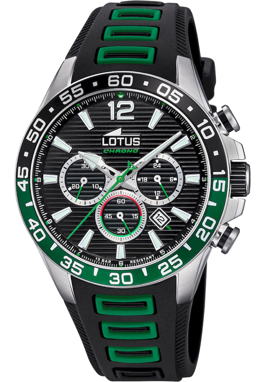 Ceas analogic, Lotus, 18697/3, Cronograf, Negru/Verde