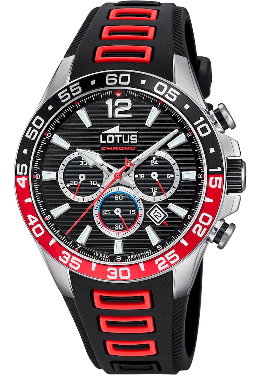Ceas analogic, Lotus, 18697/4, Cronograf, Negru/Rosu
