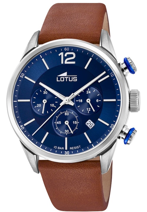 Analóg óra, Lotus, 18689/1, kronográf, barna/kék