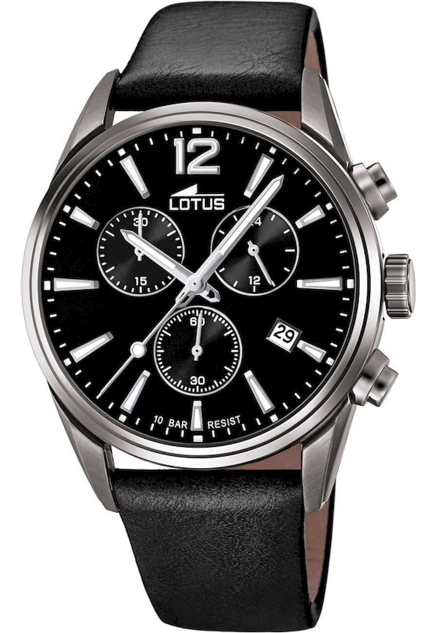 Ceas analogic, Lotus, 18683/3, Cronograf, Negru/Argintiu