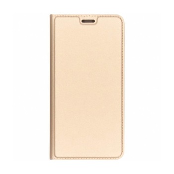 Husa Dual Close IAO Soft Skin Protect din Piele cu suport card, functie de stand si inchidere magnetica pentru Samsung Galaxy A42 5G Gold