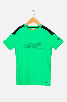 Under Armour, Tricou cu model colorblock pentru fitness Heatgear Active, Verde electric/Negru Under Armour, Tricou cu model colorblock pentru fitness Heatgear Active, Verde electric/Negru