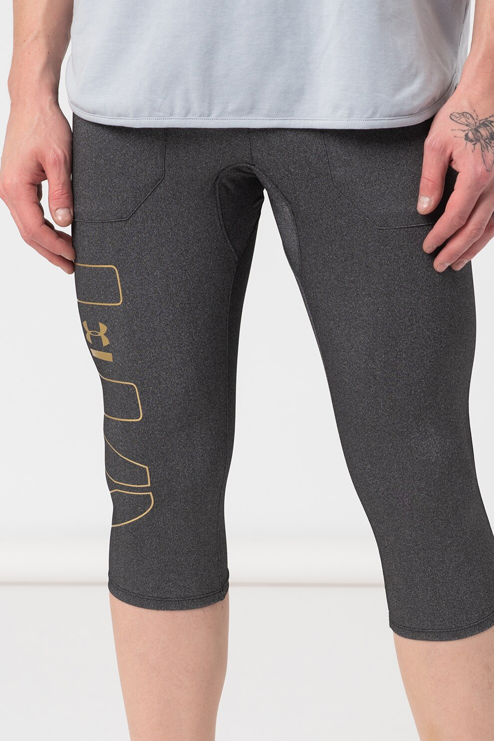 Under Armour, Colanti capri pentru fitness Perpetual, Gri inchis melange