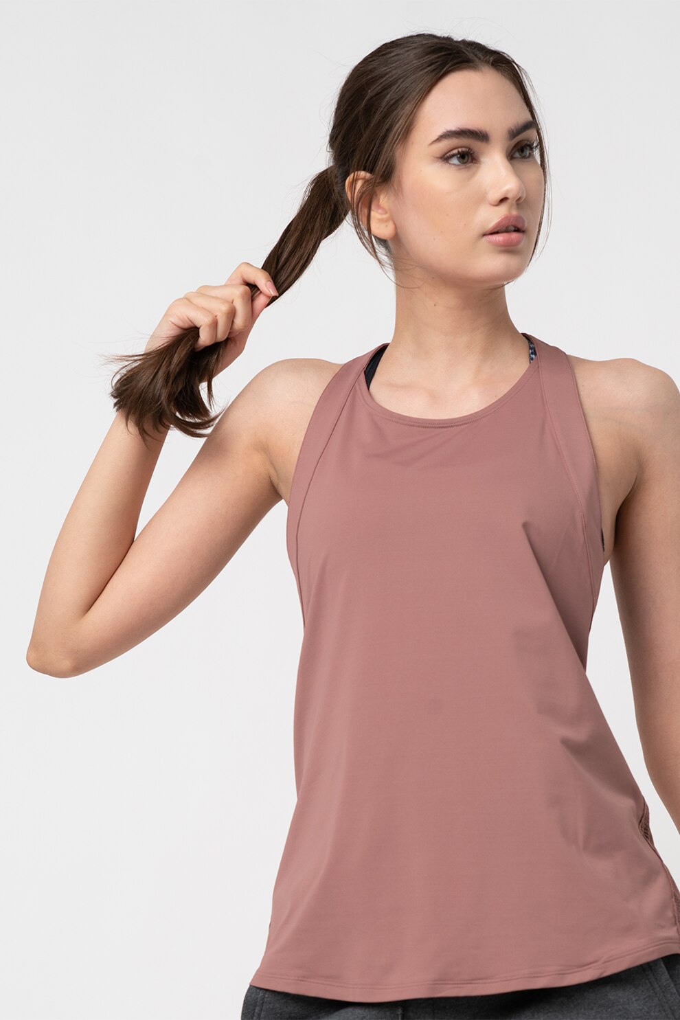 Under Armour, Top cu insertii din plasa pentru fitness Misty, Maro