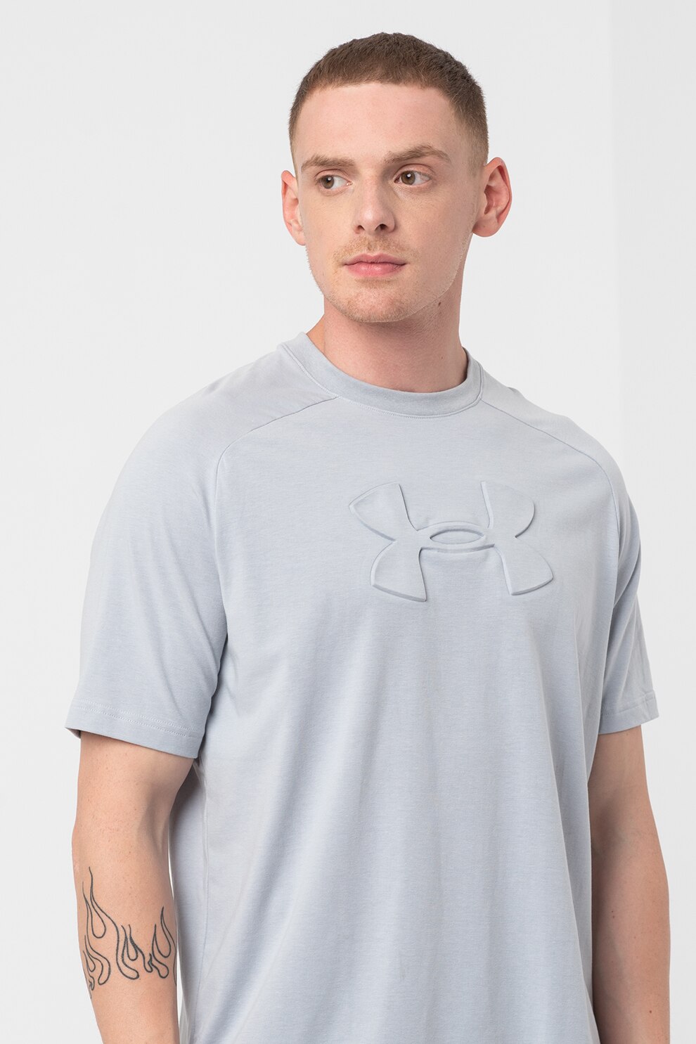 Under Armour, Tricou cu maneci raglan pentru fitness Unstoppable Move, Gri cenusa, XS