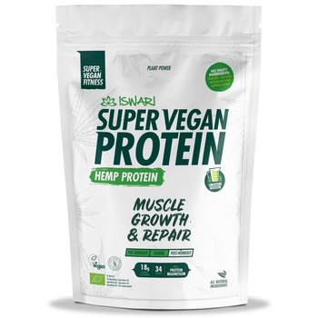 Proteina Super Vegan bio(dupa efort) canepa Iswari, 1.2 kg Proteina Super Vegan bio(dupa efort) canepa Iswari, 1.2 kg