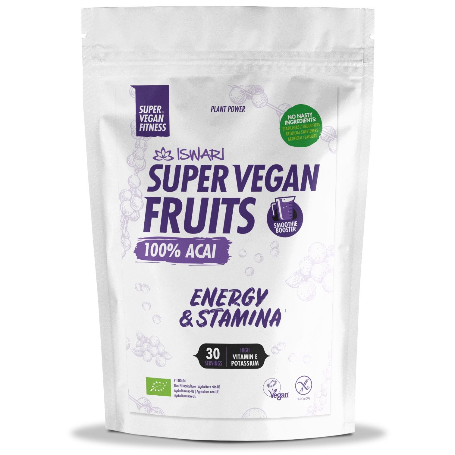 Pulbere Acai 100% Super Vegan bio(pre si dupa efort) Iswari