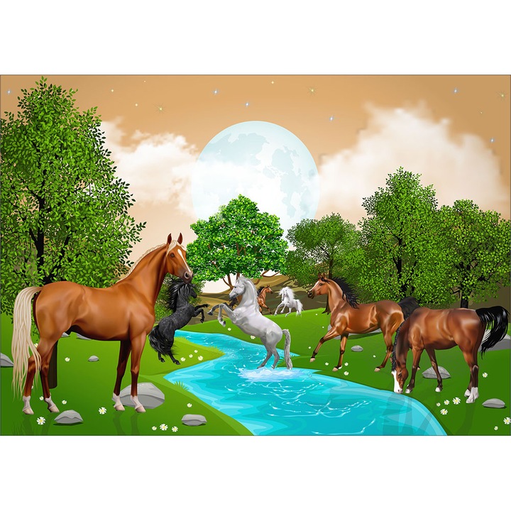 Tablou canvas copii, Padurea Cailor, multicolor, 70X100 cm