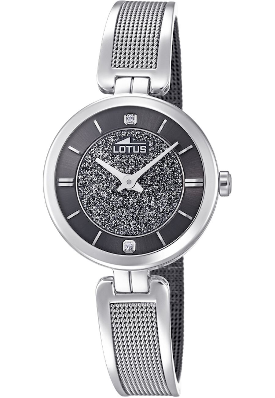 Ceas analogic dama, Lotus 18602/2, 40 mm, Argintiu/Negru
