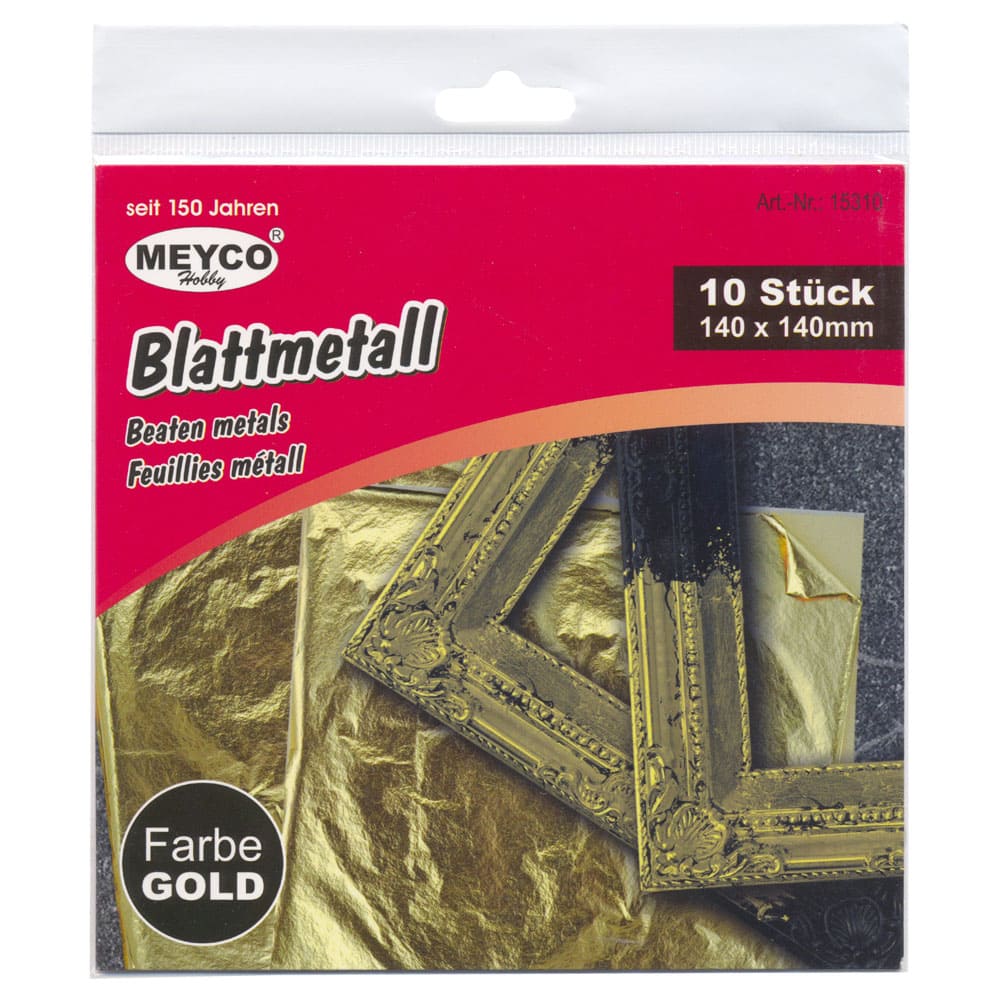 Set accesorii creatie, foita metalica, 140x140mm, 10 buc, auriu, Meyco