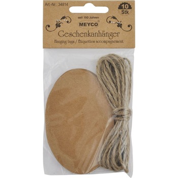 Set accesorii creatie, etichete cadou ovale, 82x55mm, 10 buc, maro, Meyco Set accesorii creatie, etichete cadou ovale, 82x55mm, 10 buc, maro, Meyco