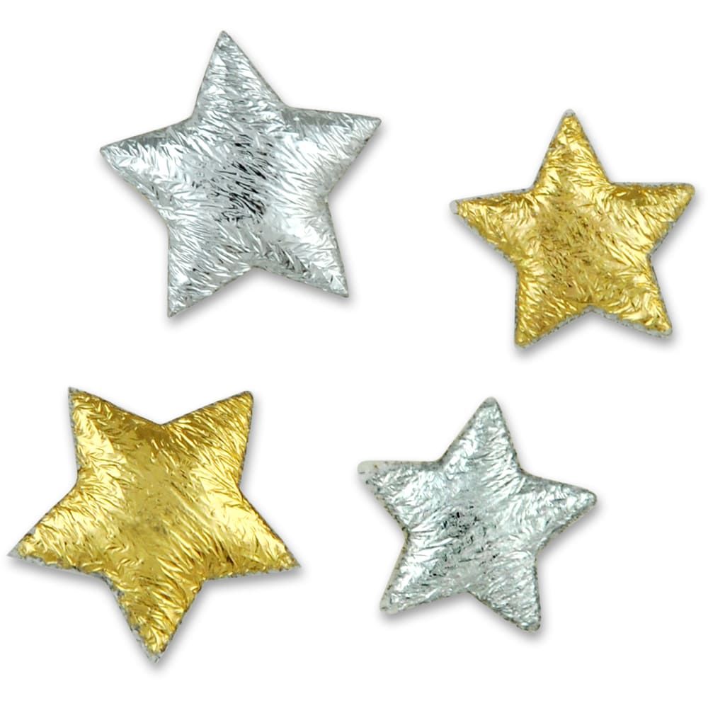 Set accesorii creatie, stelute din satin, Ø 13-18mm, 30 buc, argintiu/auriu, Meyco