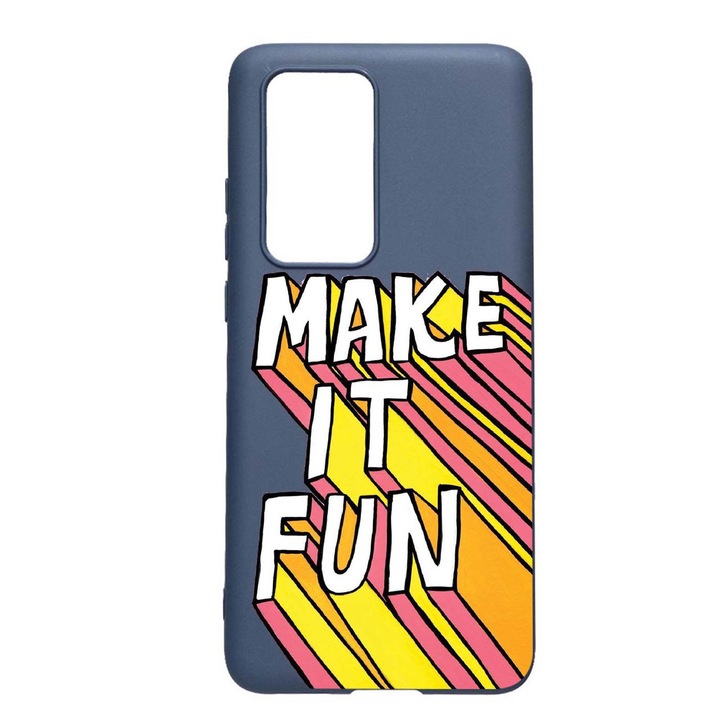 Husa Silicon Make It Fun, compatibila cu Huawei P Smart (2021), rezistenta la uzura, anti-alunecare, AlaskanBlue, AB494