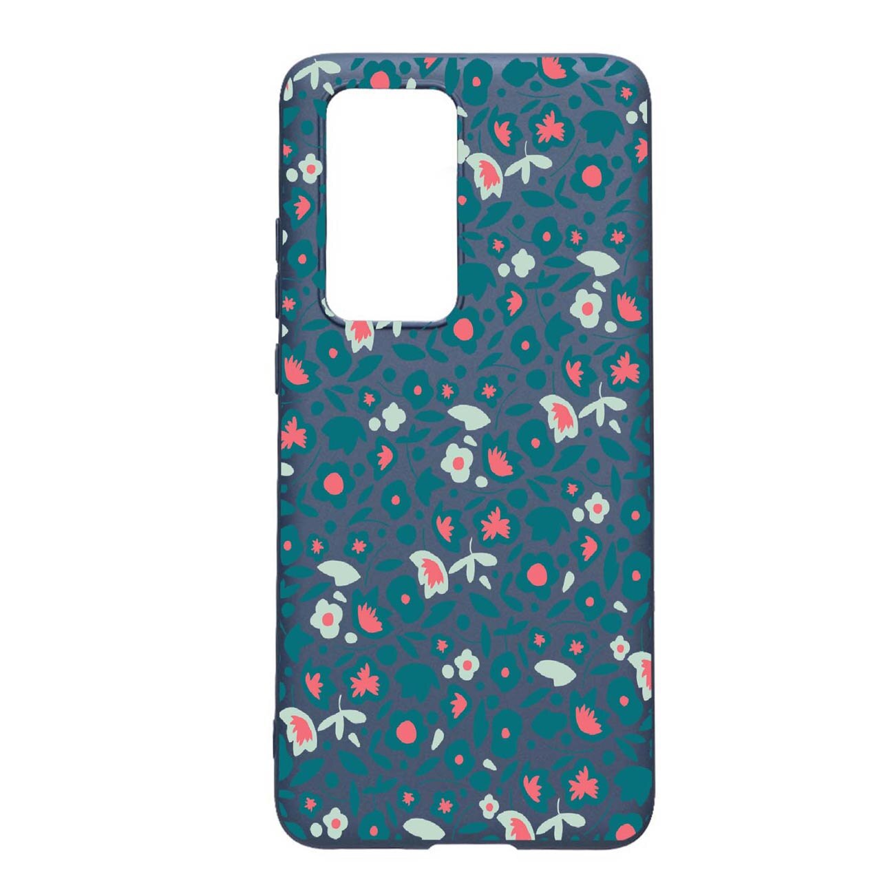 Husa Silicon Green Flowers Pattern, compatibila cu Samsung Galaxy M02s, rezistenta la uzura, anti-alunecare, AlaskanBlue, AB632