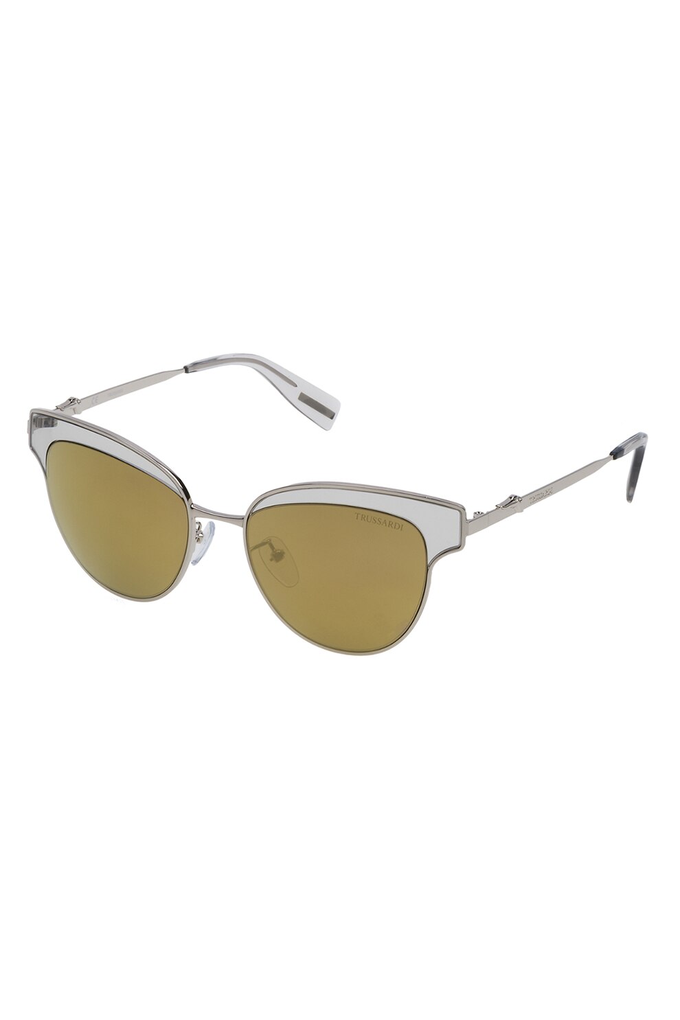 Trussardi, Ochelari de soare cat-eye cu rame metalice, Argintiu, 52-18-135 Standard