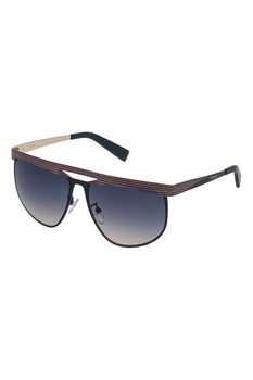 Trussardi, Ochelari de soare pilot cu detaliu logo, Negru/Maro, 59-15-135 Standard Trussardi, Ochelari de soare pilot cu detaliu logo, Negru/Maro, 59-15-135 Standard