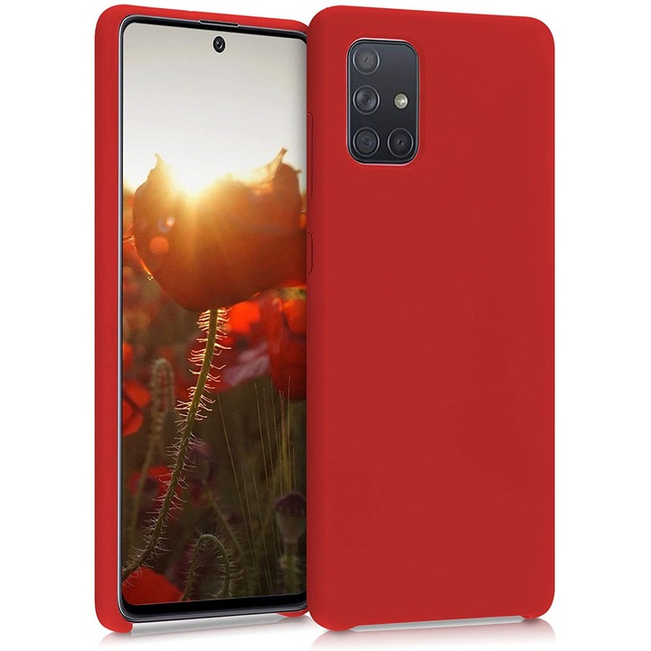 Husa protectie Compatibil cu Samsung Galaxy A72 5G ultra slim din silicon Rosu, silk touch, interior din catifea