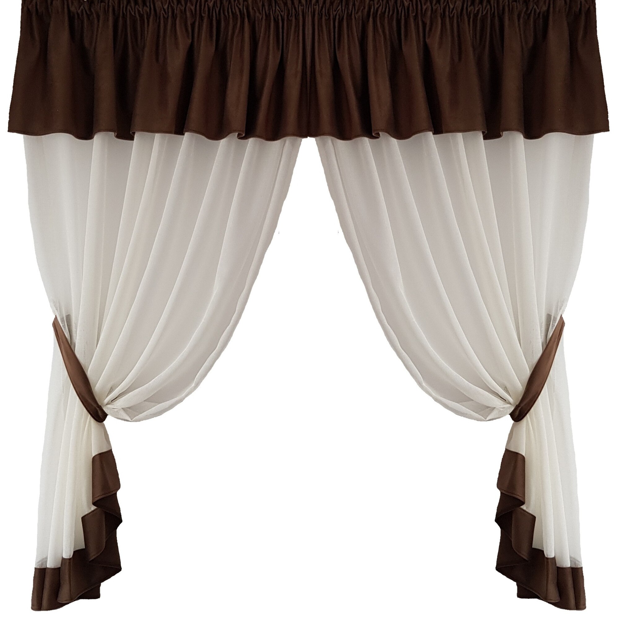 Perdea Decorint confectionata (PB.562), Ivory (unt), catifea maro, 300 x 150