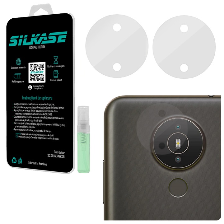 Set 3 folii SILKASE pentru Nokia 1.4, protectie camera foto, silicon regenerabil