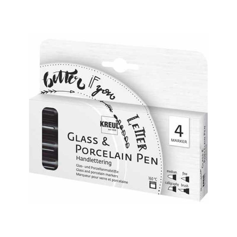 Set 4 markere pentru sticla si portelan, C. Kreul, Handlettering