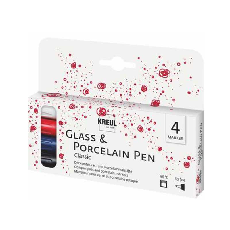 Set 4 markere pentru sticla si portelan, Classic, C. Kreul
