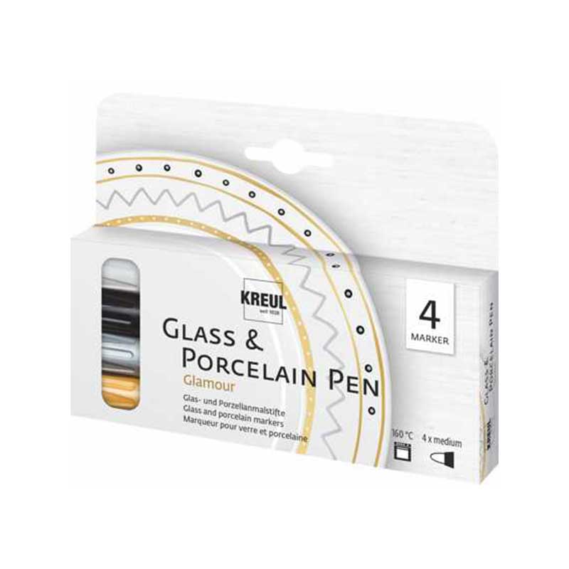 Set 4 markere pentru sticla si portelan, Glamour, C. Kreul