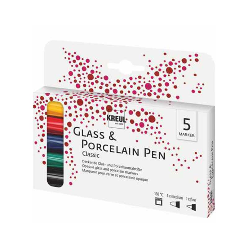 Set 5 markere pentru sticla si portelan, Classic, C. Kreul