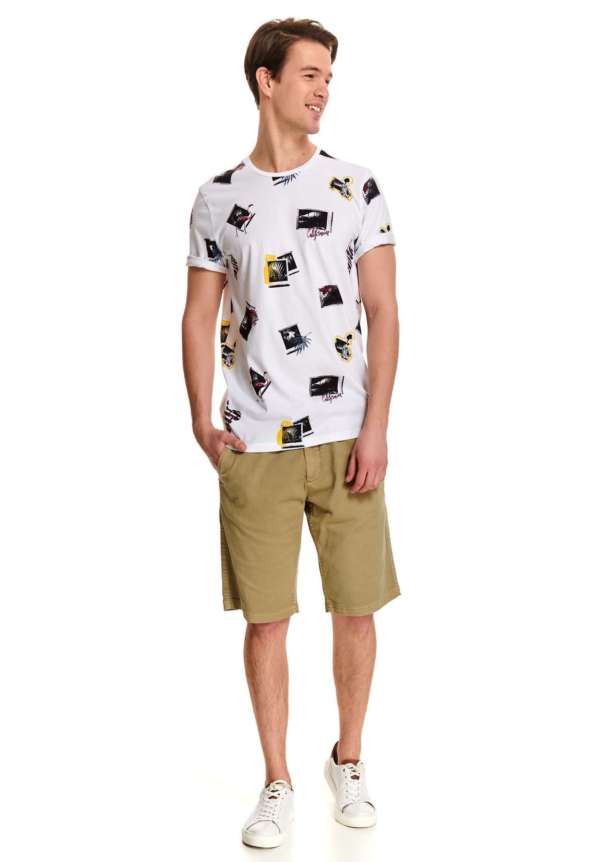 Tricou cu maneci scurte pentru barbati, TOP SECRET, SPO4707, Alb, XL