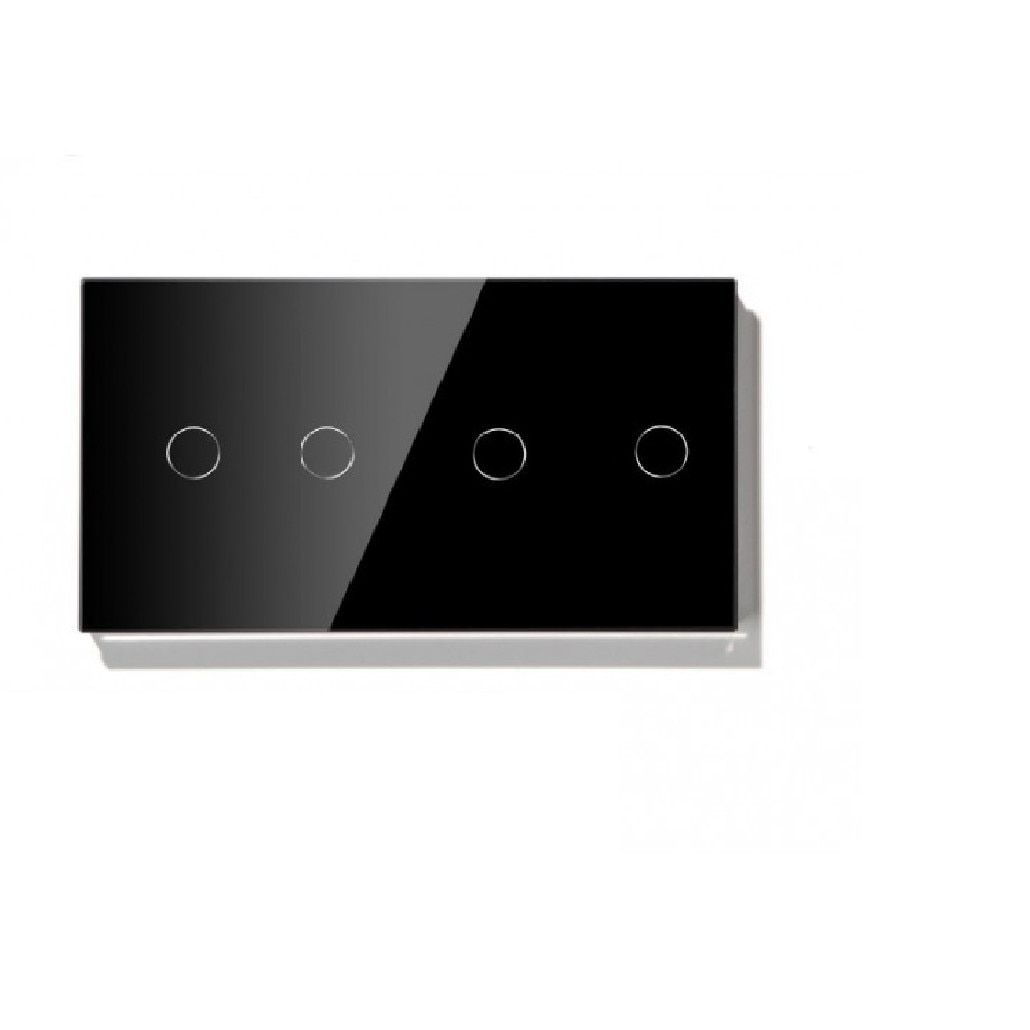 Panou intrerupator dublu cu dublu cu touch din sticla negru