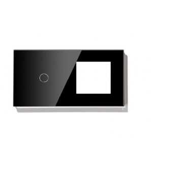 Panou intrerupator cu touch si 1 priza din sticla negru Panou intrerupator cu touch si 1 priza din sticla negru