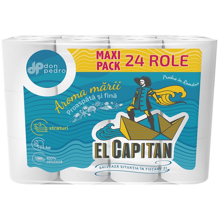 Hartie igienica El Capitan Aroma Marii, 3 straturi, 24 role