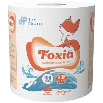Prosop de bucatarie Foxia, 3 straturi, 100m Prosop de bucatarie Foxia, 3 straturi, 100m